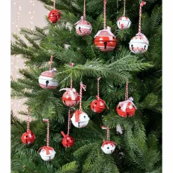 Décoration De Sapin|KAEMINGK Lot de 14 grelots en fer (H6 cm) Blanc et Rouge