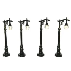 Personnage Et Accessoire Pour Village|KAEMINGK Lot de 4 lampadaires illuminés (H10 cm) Anciens pour aménager un village