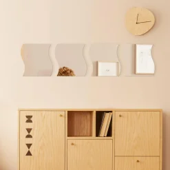 Accessoire Salle De Bain|Miroir|TENDANCE Lot de 4 miroirs adhésifs (H19 cm) Vagues