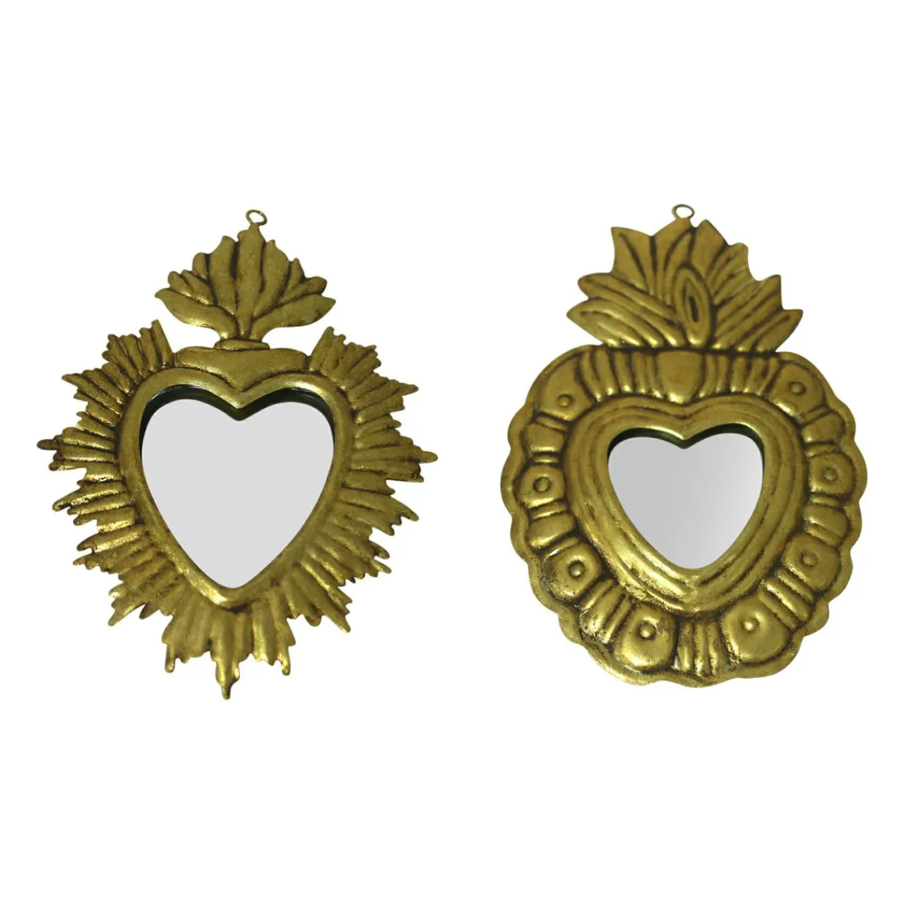 Miroir|OSTARIA Lot de 2 miroirs métalisés Ex-Voto (H18 cm) Cœur Or