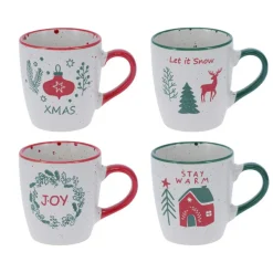 Vaisselle De Noël|KOOPMAN Lot de 4 Mugs de Noël Noël gourmand Multicolore