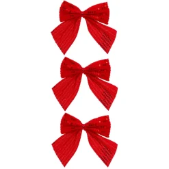 Décoration De Sapin|JJA Lot de 3 noeuds de Noël (h9 cm) Prestige sequins Rouge