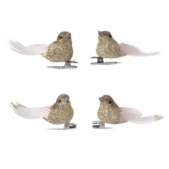 Décoration De Sapin|KAEMINGK Lot de 4 oiseaux (H5 cm) Caribana Or