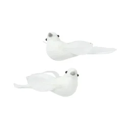 Décoration De Sapin|KAEMINGK Lot de 2 Oiseaux sur pince (L11 cm) Niseko d'hiver Blanc