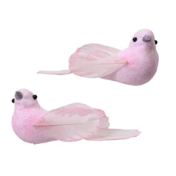 Décoration De Sapin|KAEMINGK Lot de 2 Oiseaux sur pince (L11 cm) Niseko poudré Rose