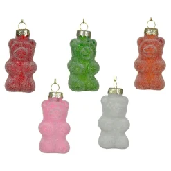 Décoration De Sapin|KAEMINGK Lot de 5 Oursons en verre (H8 cm) Bonbons Gourmandise Multicolore
