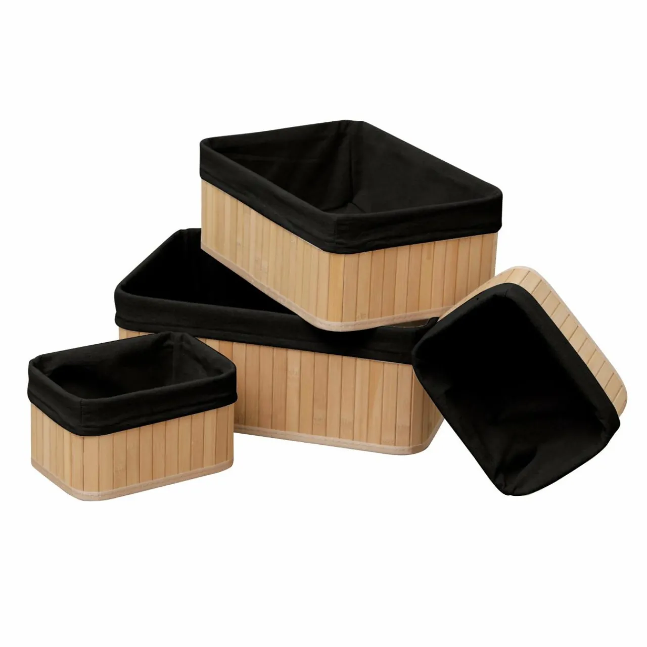 Panier Et Organisateur|Accessoire Salle De Bain|TENDANCE Lot de 4 paniers Anako Noir