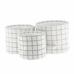 Panier Et Organisateur|Accessoire Salle De Bain|TENDANCE Lot de 3 paniers de rangement (H17 cm) Carreaux Blanc