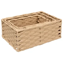 Panier Et Organisateur|Accessoire Salle De Bain|5 Five Simply Smart Lot de 3 paniers de rangement tressés hauts (30 x 21 cm) Garlic Beige