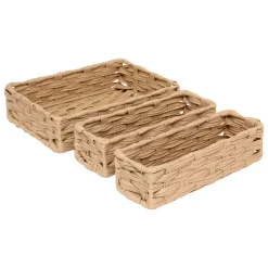 Panier Et Organisateur|Panier Déco|5 Five Simply Smart Lot de 3 paniers de rangement tressés bas (27 x 20 cm) Garlic Beige