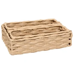 Panier Et Organisateur|Panier Déco|5 Five Simply Smart Lot de 3 paniers de rangement tressés bas (27 x 20 cm) Garlic Beige