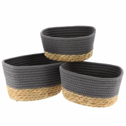 Panier Et Organisateur|Accessoire Salle De Bain|TENDANCE Lot de 3 paniers de rangement (H13 cm) Timeless Gris