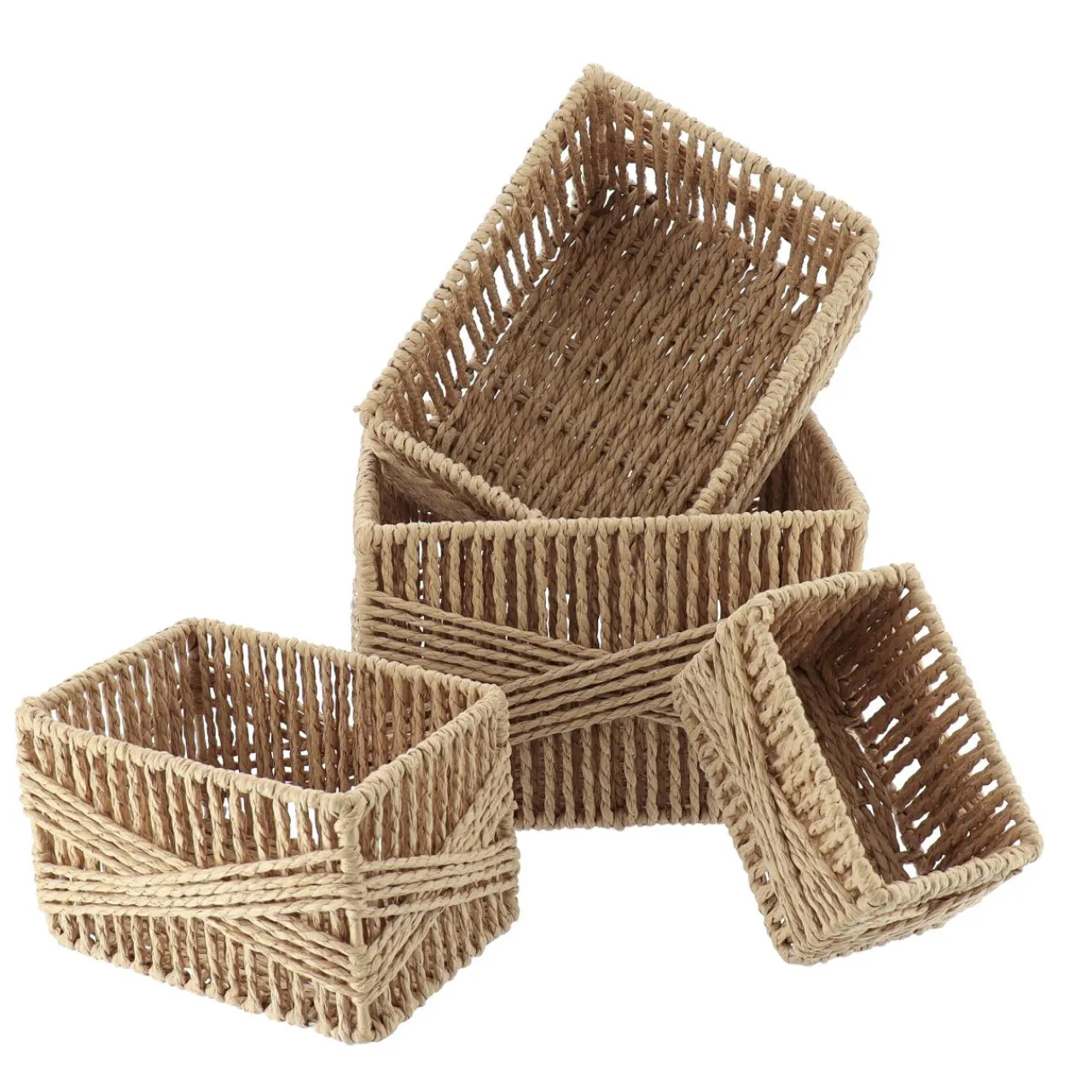 Panier Et Organisateur|Panier Déco|TENDANCE Lot de 4 paniers de rangement (21 x H14 cm) Paper Naturel