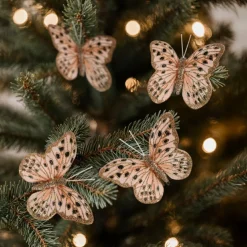 Décoration De Sapin|KAEMINGK Lot de 4 Papillons sur pince (H6 cm) Papillon des neiges Rose poudré