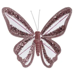 Décoration De Sapin|KAEMINGK Lot de 2 Papillons sur pince (H14 cm) Rêverie poudré Rose