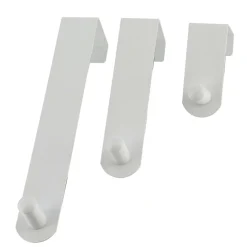 Rangement Salle De Bain|TENDANCE Lot de 3 patères de porte acier inoxydable (H7-13-19 cm) Blanc