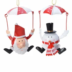 Décoration De Sapin|KAEMINGK Lot de 2 personnages à suspendre (H12 cm) Messieurs rigolos Rouge