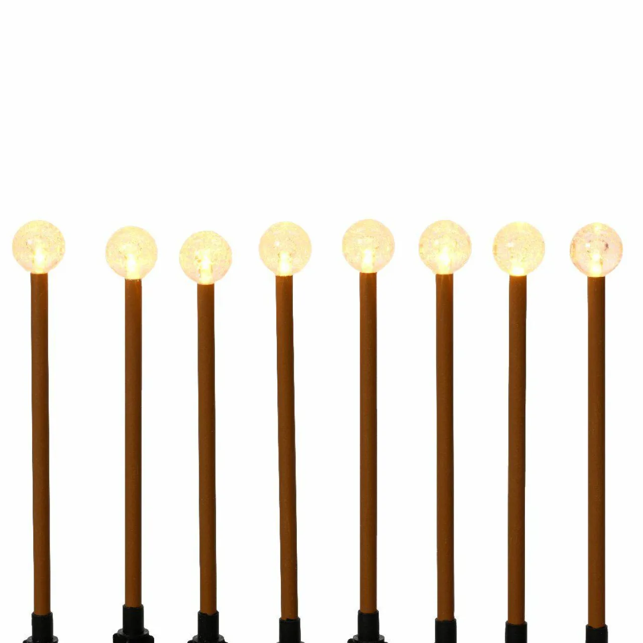 Luminaire Jardin|Eclairage Extérieur|#N/A Lot de 8 pics lumineux à piles Sphères LED (H20 cm) Blanc chaud Marron