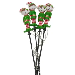 Déco Et Objet Lumineux|CHRISTMAS DREAM Lot de 4 piquets de jardin solaire (H40 cm) Lutin farceur lumineux Blanc chaud Vert