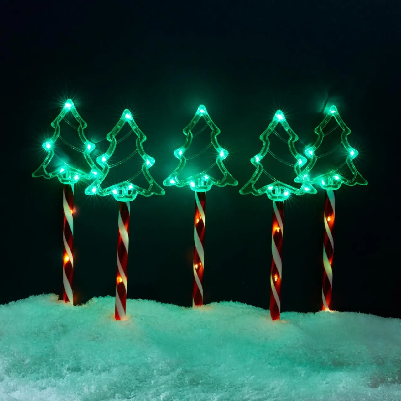Déco Et Objet Lumineux|KOOPMAN Lot de 5 piquets lumineux à piles 45 LED (H44 cm) Sapins Candy Multicolore