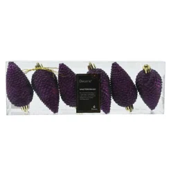 Décoration De Sapin|KAEMINGK Lot de 6 pommes de pin à suspendre (H8 cm) Alpine Figue