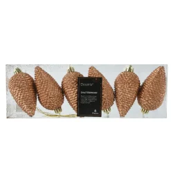 Décoration De Sapin|KAEMINGK Lot de 6 pommes de pin à suspendre (H8 cm) Alpine Cognac