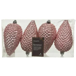 Décoration De Sapin|KAEMINGK Lot de 4 pommes de pin à suspendre (H12 cm) Alpine Rose poudré