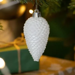 Décoration De Sapin|KAEMINGK Lot de 6 pommes de pin à suspendre (H8 cm) Alpine Blanc