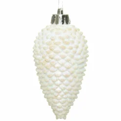 Décoration De Sapin|KAEMINGK Lot de 6 pommes de pin à suspendre (H8 cm) Alpine Blanc irisé