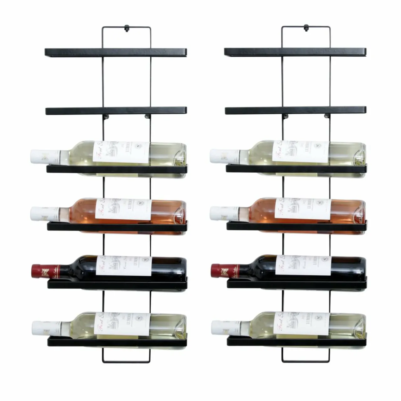 Range Bouteilles|EMINZA Lot de 2 porte-bouteilles muraux métal 12 emplacements (H139 cm) Léo Noir