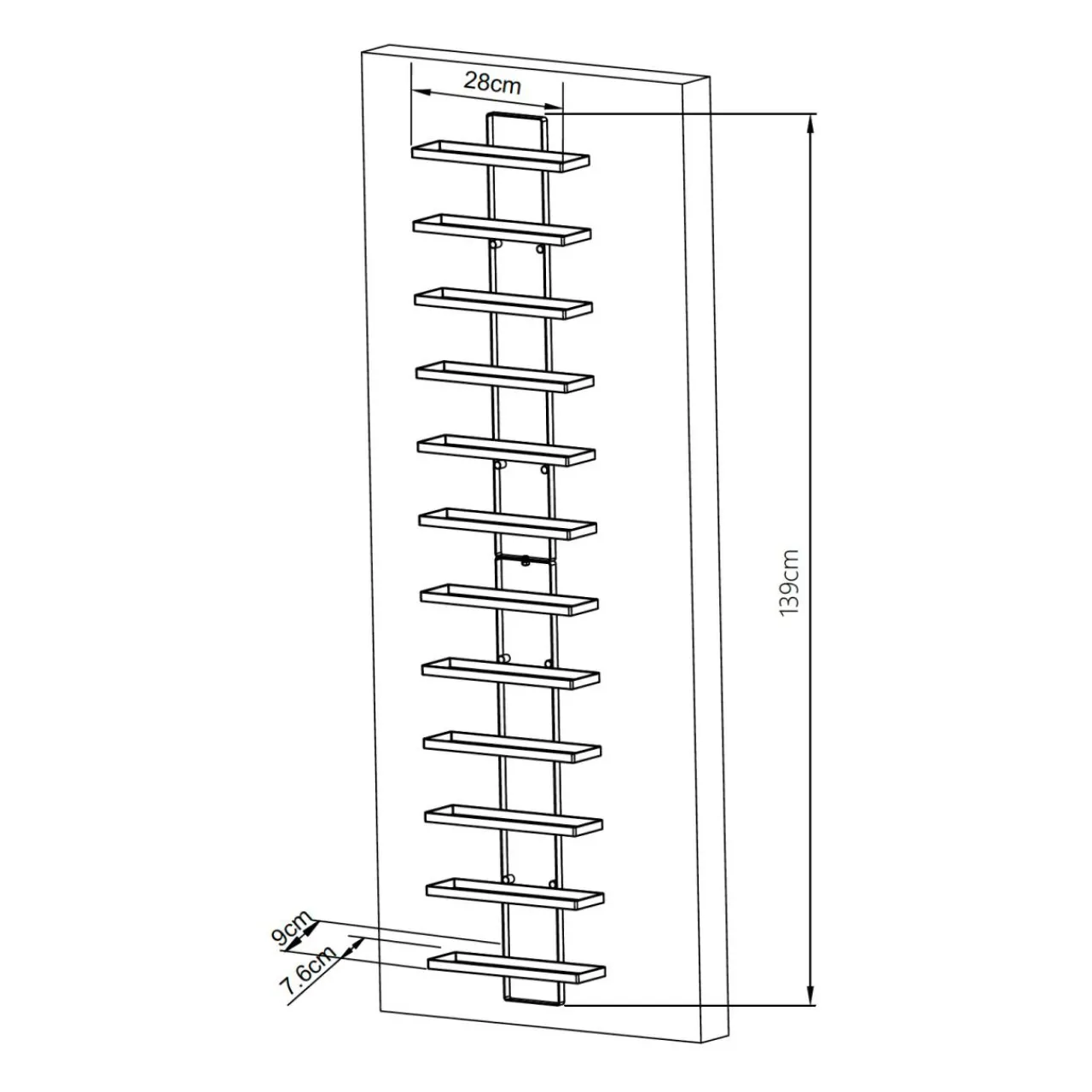 Range Bouteilles|EMINZA Lot de 2 porte-bouteilles muraux métal 12 emplacements (H139 cm) Léo Noir
