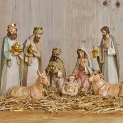 Personnages De Crèche|KAEMINGK Lot de 8 santons (Hauteur 20 cm) de Gioia Beige