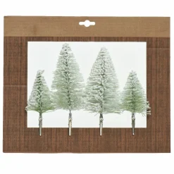 Décoration De Sapin|KAEMINGK Lot de 4 sapins de Noël à suspendre sur clip (H14 cm) Vert enneigé