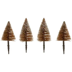 Décoration De Sapin|FEERIC LIGHTS Lot de 4 sapins sur pince (H15 cm) Forêt enchantée Marron