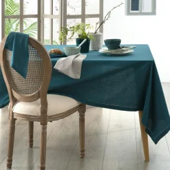 Serviette De Table|ATMOSPHERA Lot de 4 serviettes coton (40 x 40 cm) Chambray Bleu canard