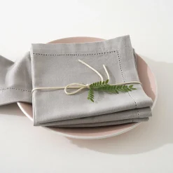 Serviette De Table|ATMOSPHERA Lot de 4 serviettes coton (40 x 40 cm) Chambray Gris clair