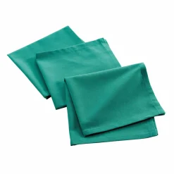 Serviette De Table|DOUCEUR D'INTERIEUR Lot de 3 serviettes coton recyclé (40 x 40 cm) Mistral Vert émeraude