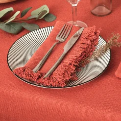 Serviette De Table|ATMOSPHERA Lot de 2 serviettes coton (40 x 40 cm) Maha Terracotta