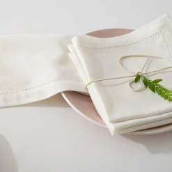 Serviette De Table|ATMOSPHERA Lot de 4 serviettes coton (40 x 40 cm) Chambray Ecru