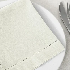 Serviette De Table|ATMOSPHERA Lot de 4 serviettes coton (40 x 40 cm) Chambray Ecru
