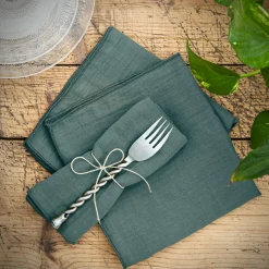 Serviette De Table|EMINZA Lot de 3 serviettes gaze de coton (40 x 40 cm) Gaïa Bleu canard