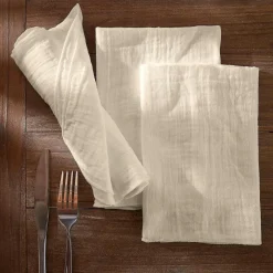 Serviette De Table|EMINZA Lot de 3 serviettes gaze de coton (40 x 40 cm) Gaïa pampa Beige