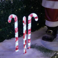 Déco Et Objet Lumineux|EMINZA Lot de 3 sucres d'orge lumineux 90 LED (H60 cm) Blanc froid