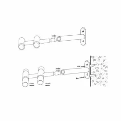 Tringle Plafond|Tringle À Rideau, Barre Et Support|LUANCE Lot de 2 supports tringles doubles extensibles (L150 - 195 / D20) Jim patiné Noir