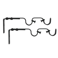 Tringle À Rideau, Barre Et Support|LUANCE Lot de 2 supports tringles doubles extensibles (L165 - L190 / D20 mm) Jim gouttière mat Noir