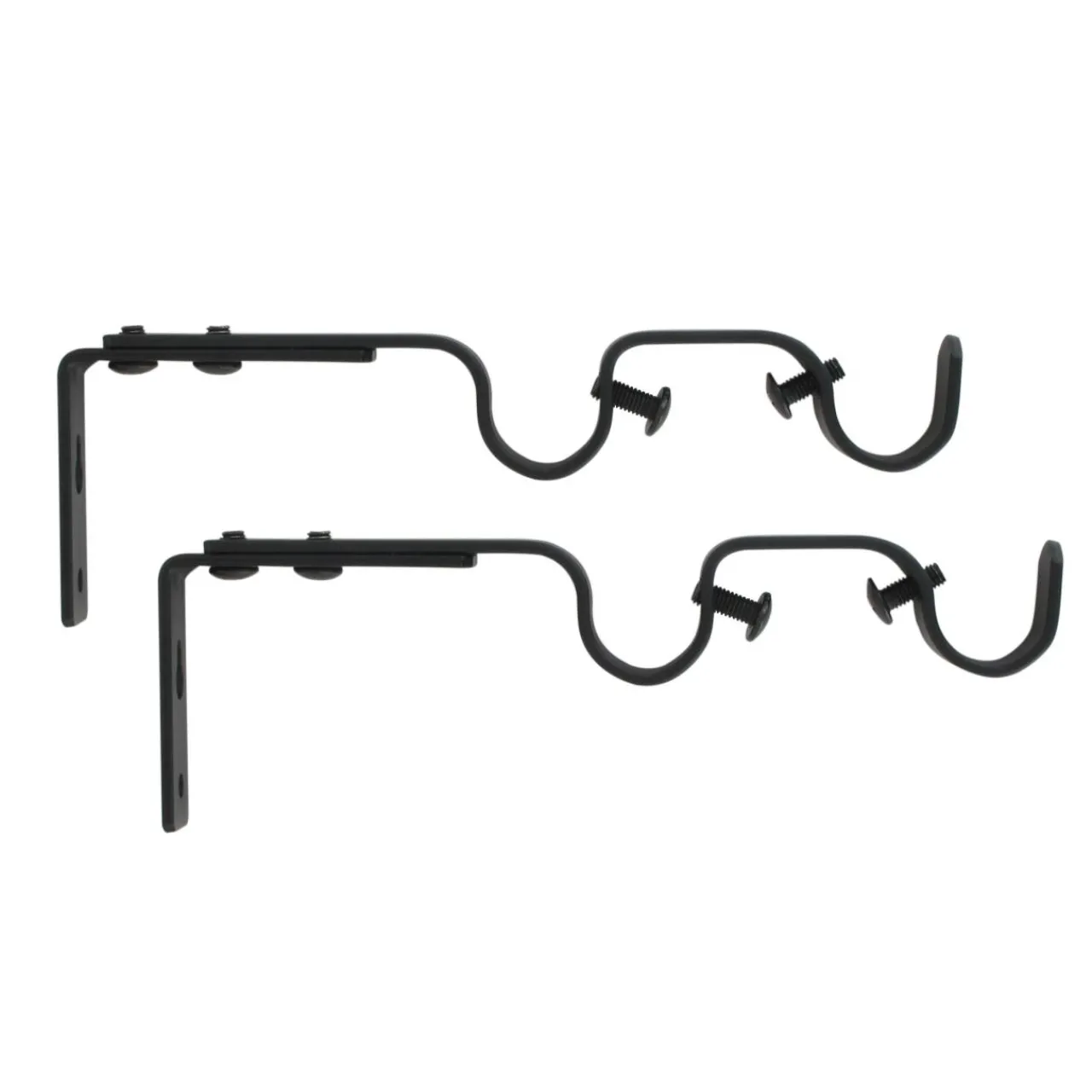 Tringle À Rideau, Barre Et Support|LUANCE Lot de 2 supports tringles doubles extensibles (L165 - L190 / D20 mm) Jim gouttière mat Noir