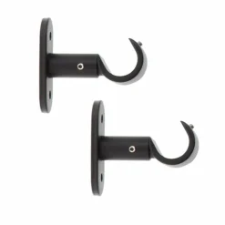 Tringle À Rideau, Barre Et Support|LUANCE Lot de 2 supports tringles fixes (L50 / D20 mm) Jim gouttière mat Noir