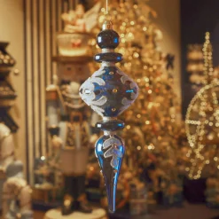 Décoration De Sapin|KAEMINGK Lot de 2 suspensions de Noël en verre (H24 cm) Reflet de Minuit Bleu Bleu nuit