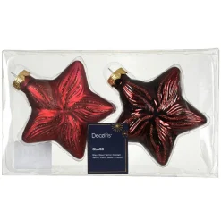 Décoration De Sapin|KAEMINGK Lot de 2 suspensions de Noël en verre (H10 cm) Étoiles Céleste Bordeaux