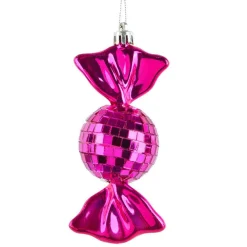Décoration De Sapin|KAEMINGK Lot de 3 Suspensions de Noël en Mousse (H12 cm) Bonbons Disco Rose fushia Fuchsia